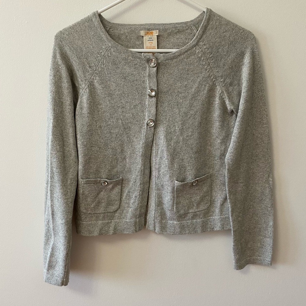 JOE FRESH SILVER BUTTON UP KNIT SWEATER CARDIGAN